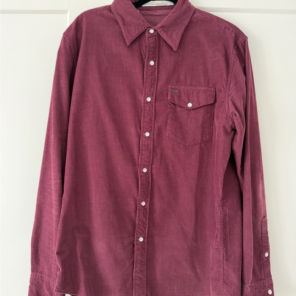 Criquet Men's Corduroy Button Down Shirt - Grape Vine